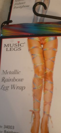 THIGH HIGH RAINBOW LEG WRAPS  VIBRANT COLORS  ONE SIZE NEW. 