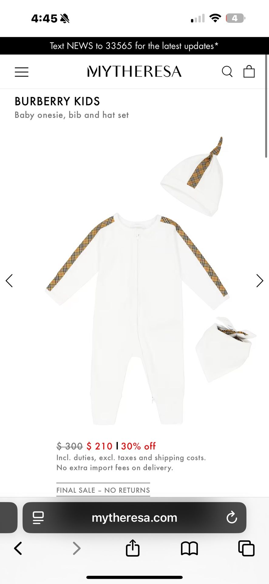 Burberry Onesie