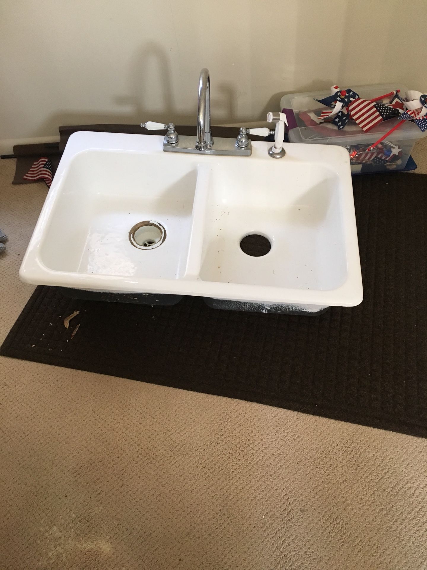 $25 Cast iron kitchen sink double bowl