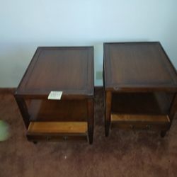 End Tables, Dark Wood, With Drawers