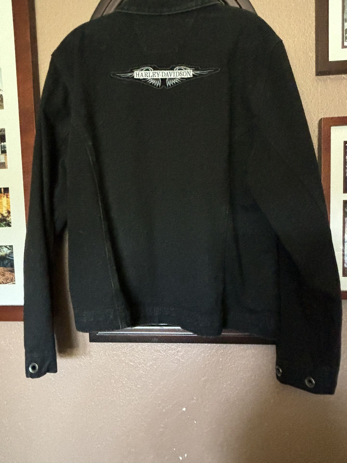 Item #29 Black denim Jacket Zip Up Front & Selves