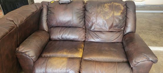 Leather sofa and love seat