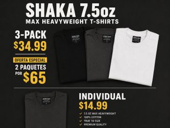 Shaka Black & White & Charcoal Heavyweight Tee