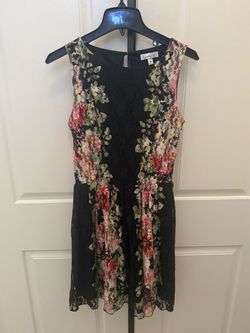 Speechless Black Floral Lace Sleeveless Scoop Neck Short Dress Size M