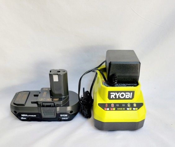 RYOBI Opened Box Never Used
ONE+ 18V Lithium-Ion 2.0 Ah Compact Battery and Charger Starter Kit