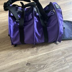 SturdiBag Pet Carrier Compartment For 2 Pets,Flexible Height For Cat And Dog Soft Sided With Safety Clips And Seatbelt Purple 20”x 16”x12 “ In Excelle