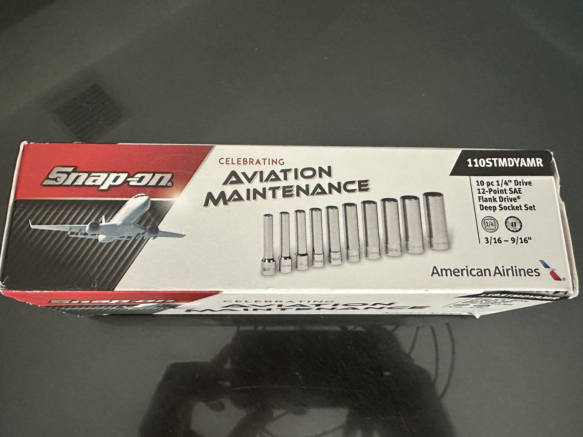 Snap-on 10pc 1/4” Drive 12-Point SAE Flank Drive Deep Socket Set