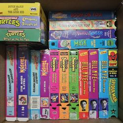 Box of 80's/90's Cartoon VHS Tapes 