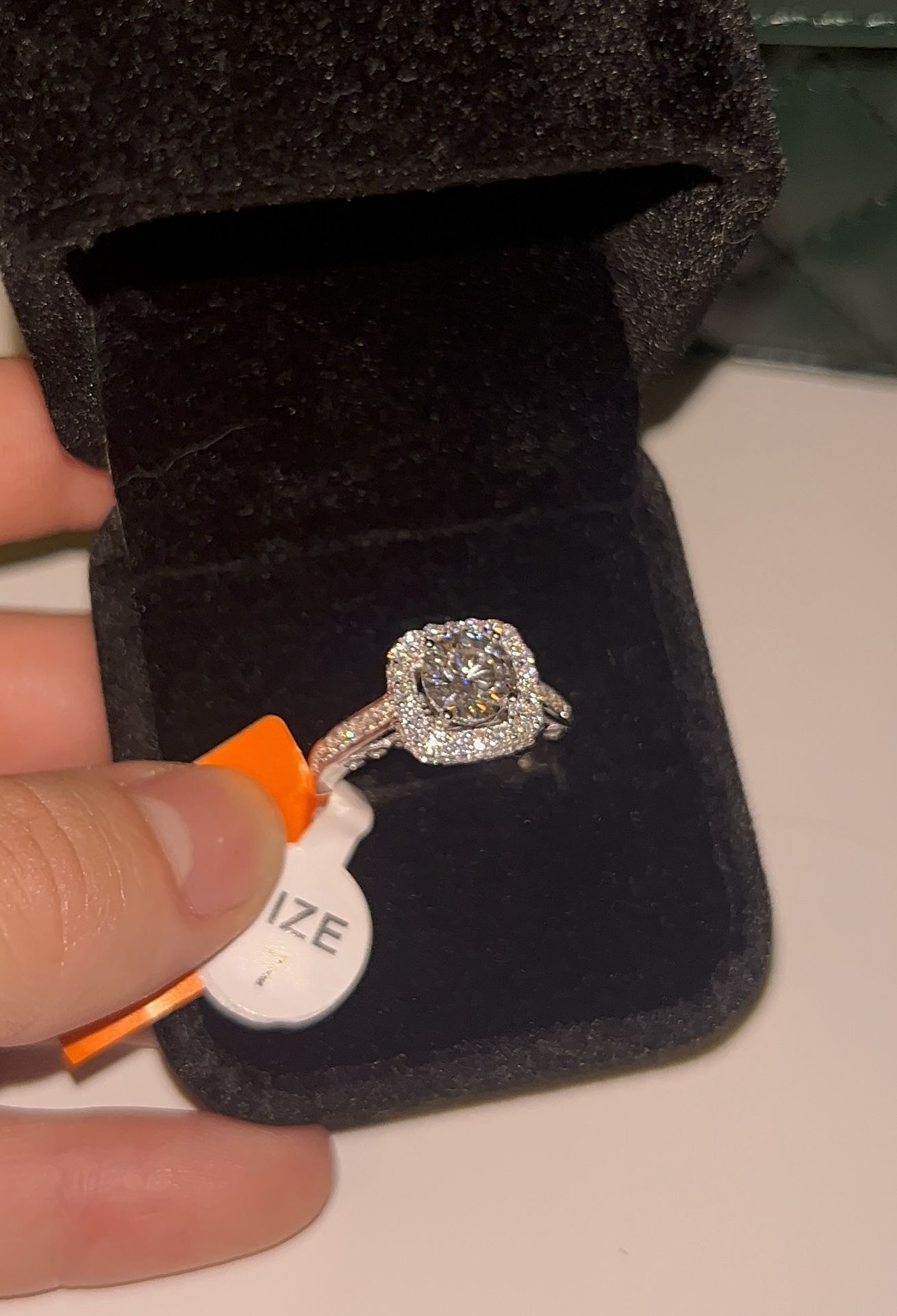 Moissanite Diamond Women’s Wedding Ring, 925 Sterling Silver, Size 7