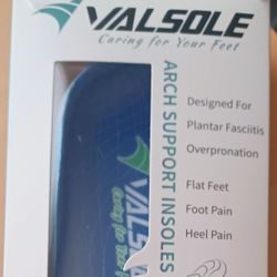 New In Box Valsole Orthopedic Arch Support Insoles Women's Size 9 To 9.5/ Men's 7 To 7.5 