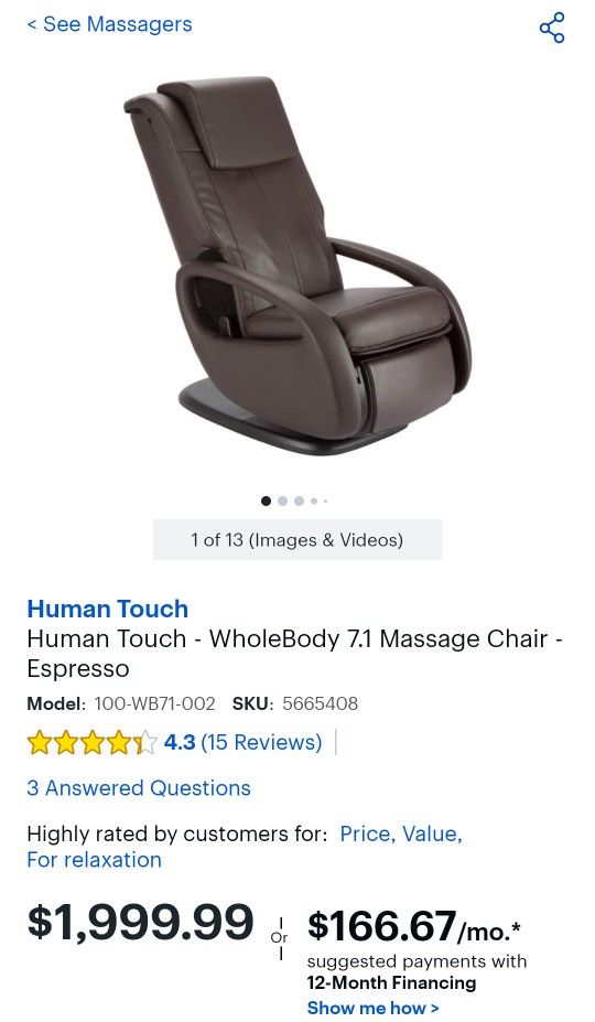 Human Touch Wholebody 7.1 Massage Chair