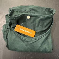 NEW Maternity Top (XL) Round Neck Front Pleat Peplum Tunic Top Pregnancy Shirt Hunter Green