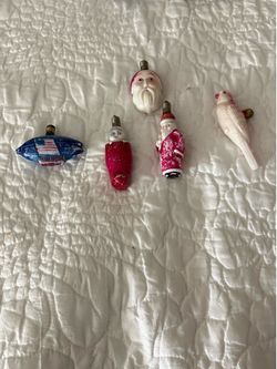 5 ANTIQUE/VINTAGE FIGURAL MILK, GLASS CHRISTMAS LIGHTBULBS