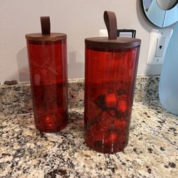 Red Glass Set For kitchen - Food/coffee storage With Lids 