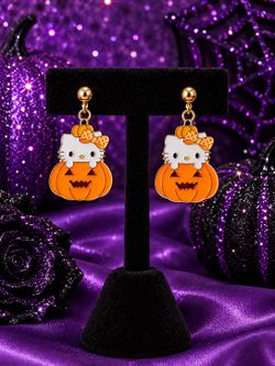 Hello Kitty Halloween Pumpkin Earrings