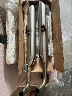 Pair of 30-inch  OEM brushed  stainless steel exhaust silencer pipes