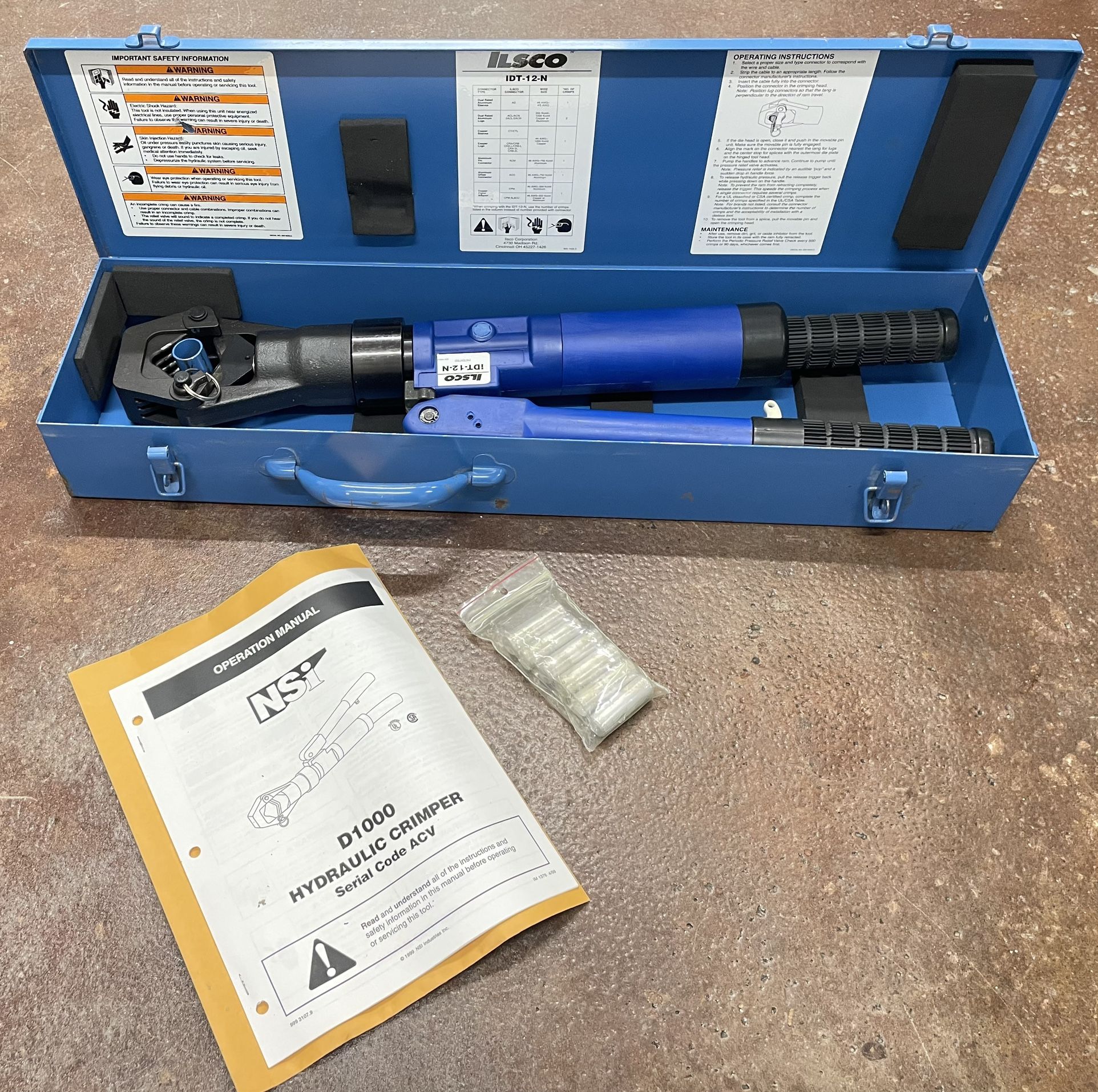 ILSCO IDT-12-N dieless crimping tool #750 Wire Capacity for Greenlee & Burndy