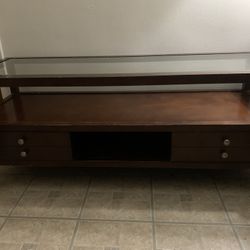Glass And Wood Tv Stand!! Mint Condition 