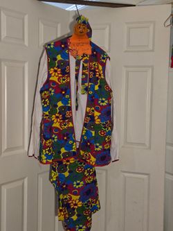 • Groovy 1970s Flower Power Hippie Dippie Costume Set - Adult XL - Complete Outfit