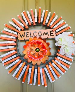 Beautiful!🧡🚪🌼WELCOME DOOR WREATH🌼🚪🧡handmade