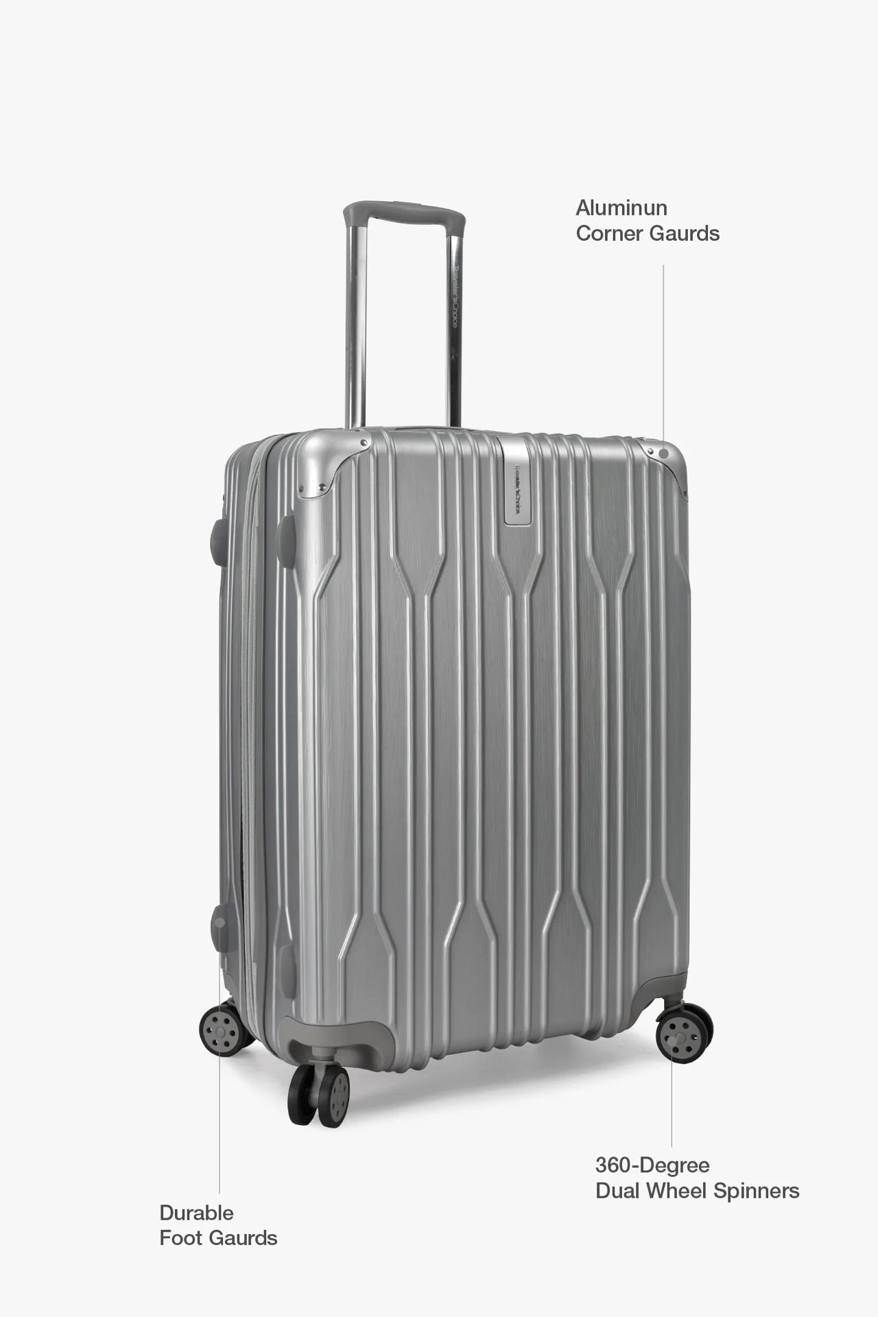 New 28" Luggage Hardshell Silver Spinning Traveler's Choice