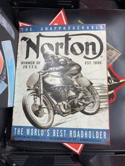 Norton The World's Best Road Holder A Vintage Metal Bicycle Sign Motorcycle 1888
