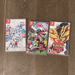 Nintendo Switch Game Bundle Including: Splatoon 2, Pokémon Sword, And Just dance 2019