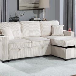2 PC  Convertible Sectional    W/ Pull - Out Bed 