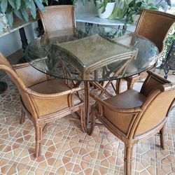 Faux Bamboo / Cane Dining Table Set 