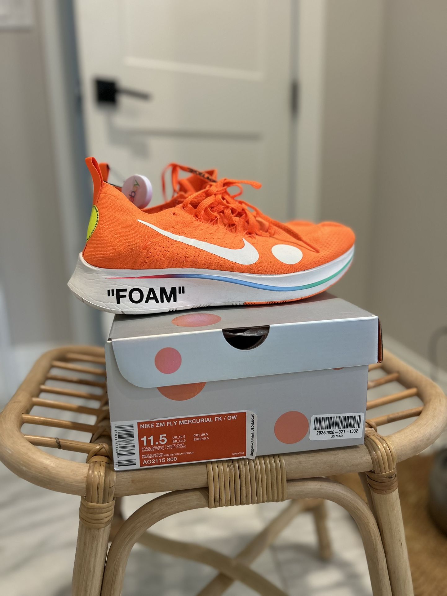 Off White Nike Zoom Fly Mercurial Total Orange size