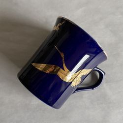 Vintage 10-oz Takahashi Blue And Gold Crane Mug 