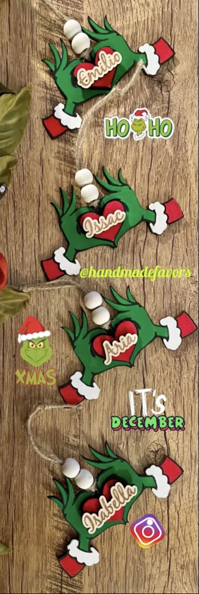 Personalized Grinch Ornament, Grinch Christmas Ornament