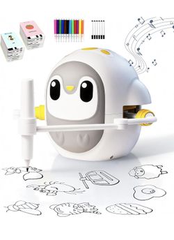 Drawing Robot for Kids, Montessori Learning Drawing Machine with 200 Cards Smart Educational Painting Toy for 3 4 5 6 7 8 Year Old Boys Girls Birthday