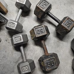 Dumbells Weights Pair Of 50s And 30s 