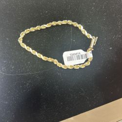 14K YG 7” 3MM Rope Bracelet 