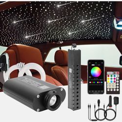 CHINLY Meteor 16W 450pcs 9.8ft (0.03in+0.04in+0.06in) Car Use Bluetooth RGBW LED Fiber Optic APP/Remote Music Mode Headliner Light Kit+ Shooting Star 