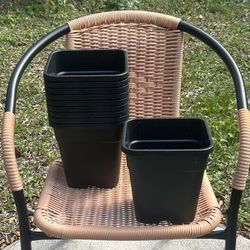 Set Of 10 New Black Plastic Nursery Plant Pots