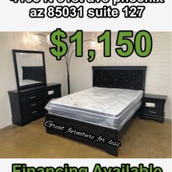 Queen Size Bedroom Set With Pillow Top Mattress And Boxspring Brand New