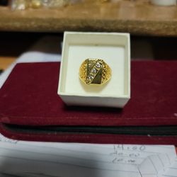 Men's Size 11 Stainless Steel White Sapphire Ring