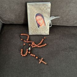 Guadalupe book and Rosary