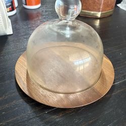 Antique Glass Dome Serving Trey 