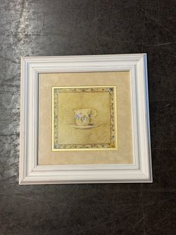 White Framed Floral Teacup Wall Art