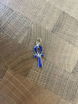 18K Gold Key of Life Pendant Lapis