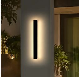 3488: Modern Outdoor Wall Light, 39inch Exterior Wall Sconces, 3000K Warm White Light, Black Minimalist Style, White Acrylic Panel, IP65 Long Garage 