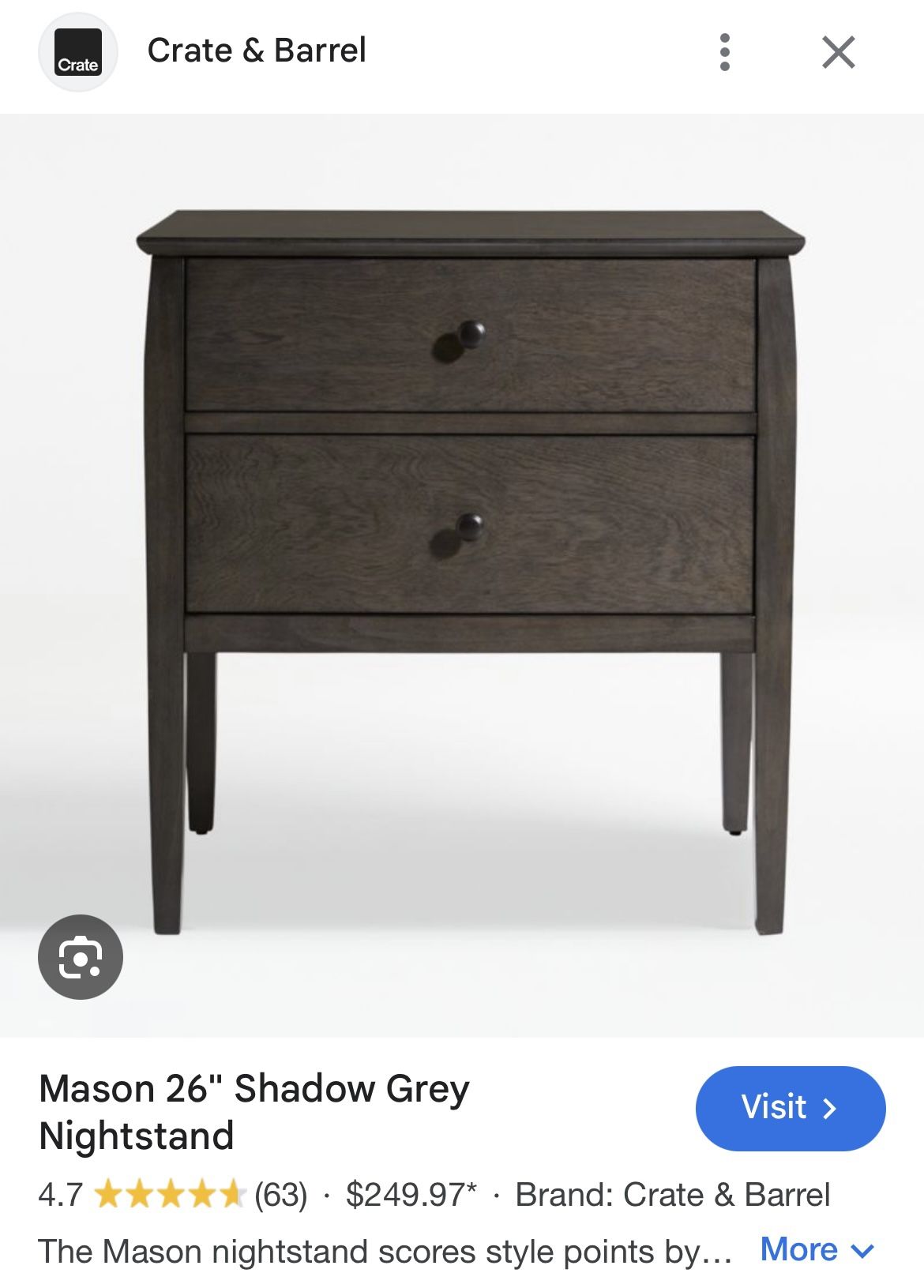 Crate & Barrel Mason Nightstand Shadow Grey (2)