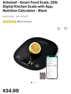 Smart Food Scale, 22lb Digital Kitchen Scale with App, Nutrition Calculator - Black
