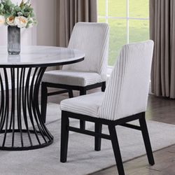 How Adorable Is This Dining Set!!!!!? With Corduroy Chairs And A Faux Marble Table Top Brand New In Box Firm Price $440 Only A Few Sets Left Order Now