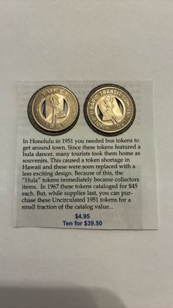 HULA TOKENS FROM HAWAII