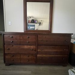 FREE - Dark Brown Dresser With Separate Mirror 