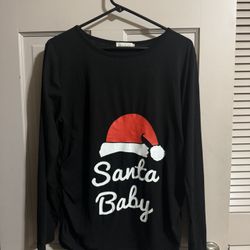 Women’s Santa Baby Maternity Long Sleeve Shirt Size XL